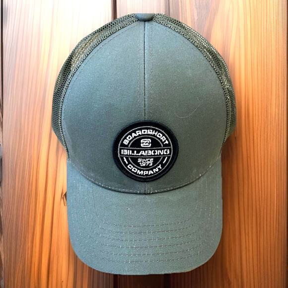 BILLABONG WALLED Hat ARMY GREEN COTTON ADJUSTABLE MENS WOMENS SNAP HAT Cap - Picture 1 of 6